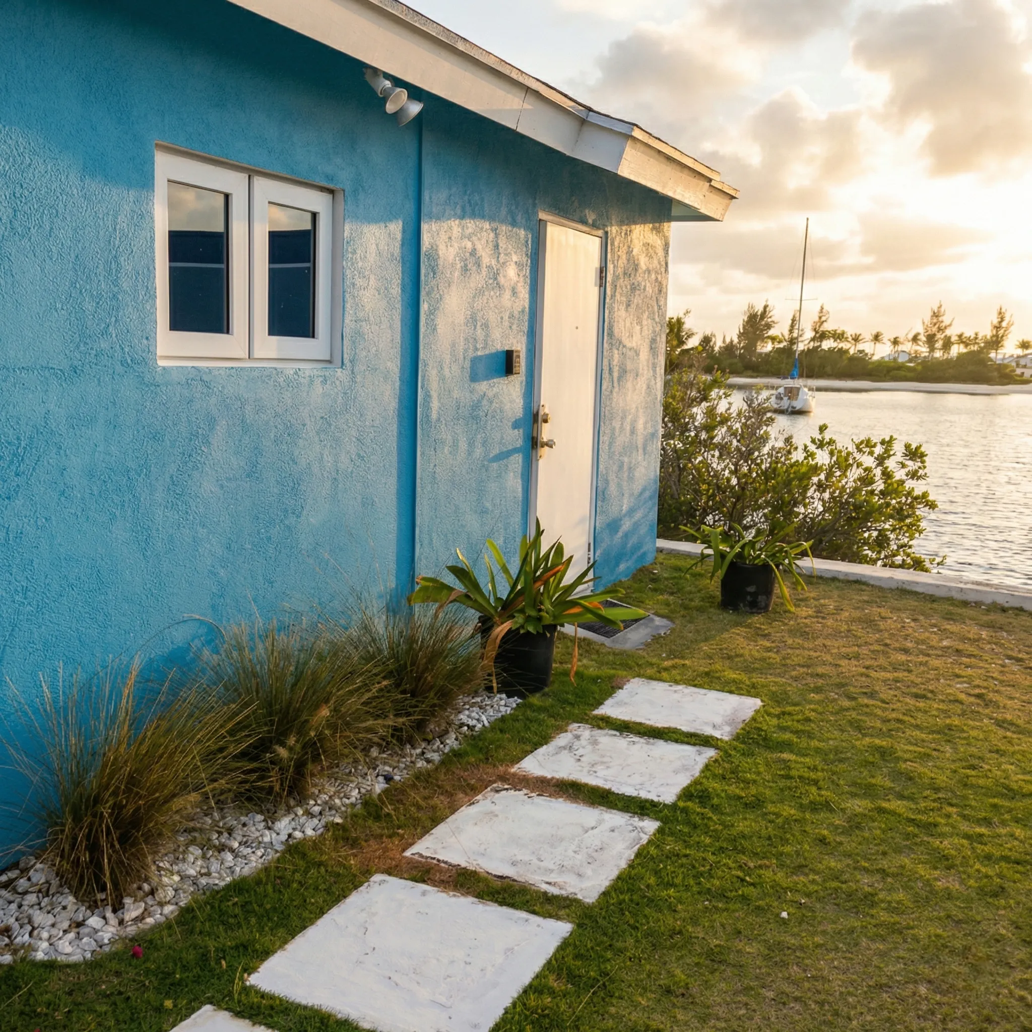 Blue Cove channel-side exterior view